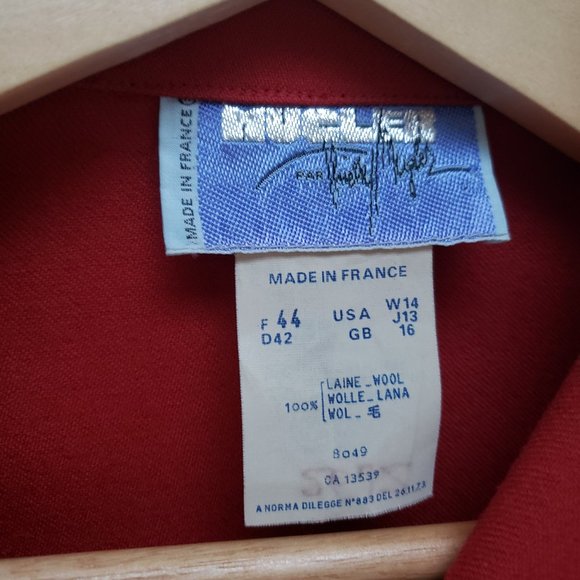 Thierry Mugler 1980s Crimson Wool Coat Dress - Picture 4 of 12